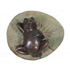 A0736  Small Sleeping Frog On Lillypad Bronze Fountain