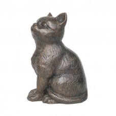 A1519 Bronze Figure Of A Sitting Furry Kitten