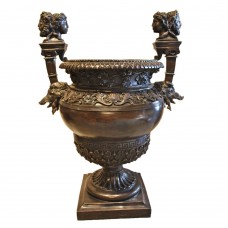 A1555 Large Outdoor Intricate Bronze Classical Greek Design Garden Planter Urn