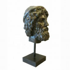 A1563  Large Bronze Greek God Zeus Bust on stand