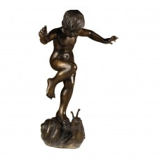 A2286 Bronze Boy Standing on Snail Fountain