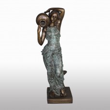 A4011 Bronze Fountain Of A Standing Woman Holding An Urn 