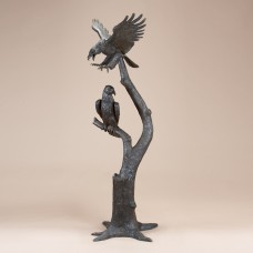 A4408 Large Bronze Sculpture of Two Eagles in a Tree ~ 8 Feet Tall!