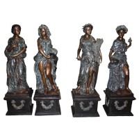A4443 Set of 4 Bronze Neoclassical Design Four Seasons Goddess Statues