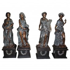 A4443 Set of 4 Bronze Neoclassical Design Four Seasons Goddess Statues