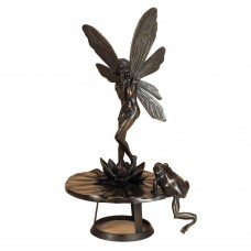 A4670 Bronze Fairy and Frog on Lily Pad Fountain