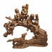 A5087 Bronze Of Children And Their Dog Playing On A Log