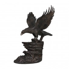A5155 Large Bronze Eagle w. Extended Wings on Rock
