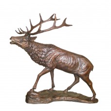 A5166 Large Bronze Elk w. Antlers on Base