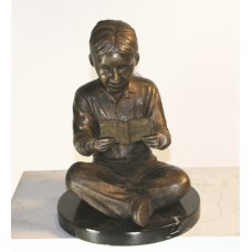 A5446 Bronze Boy Sitting Reading a Book