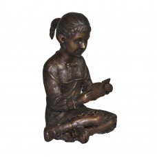 A5447 Bronze Girl Sitting Reading a Book