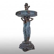 A5626 Monumental Roman Style Bronze Fountain Of 2 Women Standing  