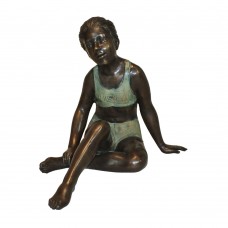 A5758 Large Bronze Sitting Girl in Swim Suit