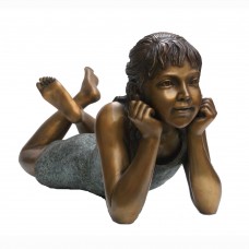 A5759 Large Bronze Girl Laying Down