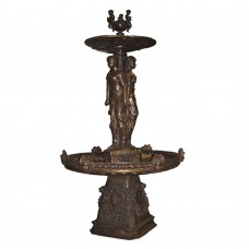 A5770  Monumental Large Bronze Fountain Of Three Standing Ladies