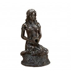 A5833 Sitting Bronze Woman w. Vase Fountain