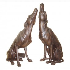 A5959 Pair of Large Bronze Sitting Greyhounds