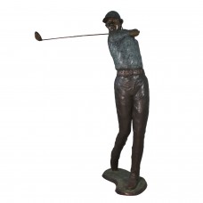 A6014 Large Bronze Woman Swinging a Golf Club