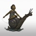 A6036  Wonderfully Detailed Bronze Fountain Of A Young Boy Riding A Snail