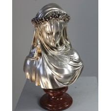 A6104 Bronze Lady in Veil on Marble Base