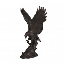 A6226 Large Bronze Eagle Swooping in Wave for Fish