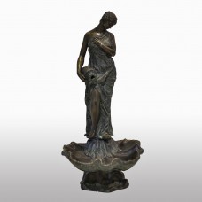 A6318 Bronze Woman Standing in Shell Fountain