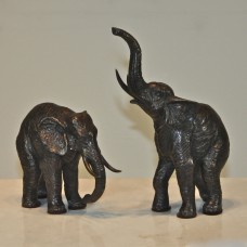 A6544 Pair of Bronze Elephants with Tusks