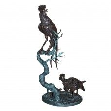 A6657  Unique Bronze Of  Two Roosters