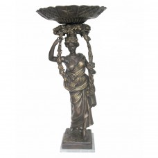 A6544 Bronze Woman in Dress Holding Tray