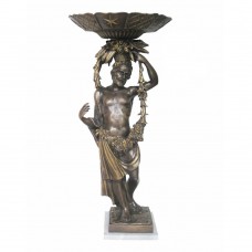 A6669 Standing Bronze Man Holding Tray