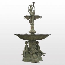 A6727 Exquisitely Detailed Bronze Fountain w. Sitting Women And Eagle