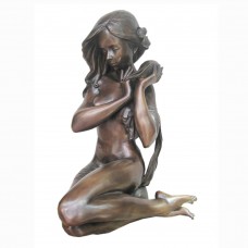 A6743 Sitting Bronze Woman Holding Conch Shell