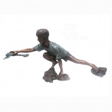 A6754 Bronze Fountain Of A Young Boy Chasing A Frog