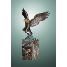 AL-290 Bronze Statue of Eagle Flying on Marble Base