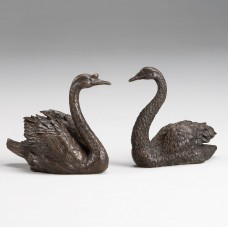HM2388 Pair of Laying Bronze Swans