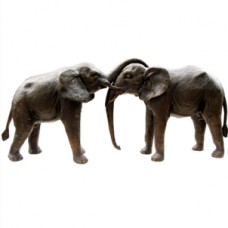 HM2398 Bronze Statue of a Pair of Elephants