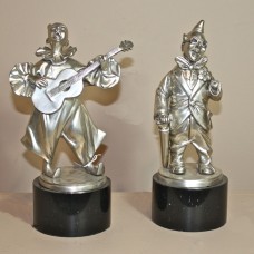 HM2437 Pair of Bronze Clown Bookends on Marble
