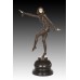 XQ-038 Bronze and Soapstone Art Deco Woman Dancing on Marble Base